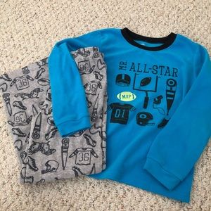 Carters Blue and Gray Fleece Sports Print Pajamas